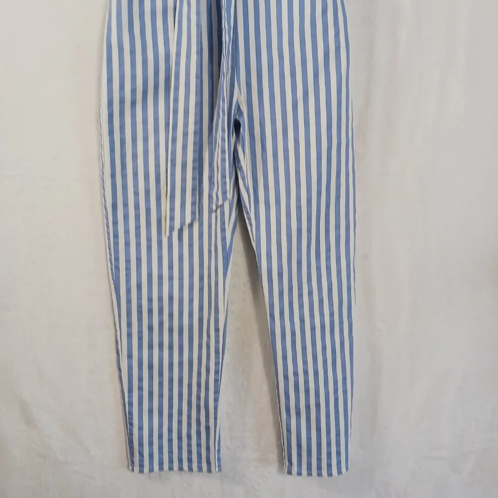 Main Strip, Blue & White Stripe, Off Shoulder Jumpsuit, Spaghetti Straps, Medium - Picture 7 of 14